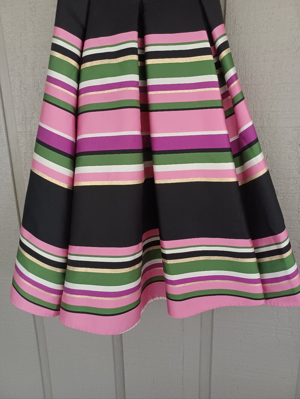 Kate Spade Metallic Festive Multi Stripe Skirt Size 2 Preppy High Waist Defect - Picture 12 of 16